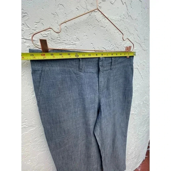 Banana Republic Womens Flat Front Trouser Wide Leg Pants Chambray Blue Sz 8 - Picture 3 of 13